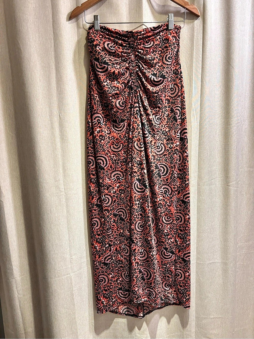 A.L.C. Paisley Maxi Skirt in Orange & Black Size Medium